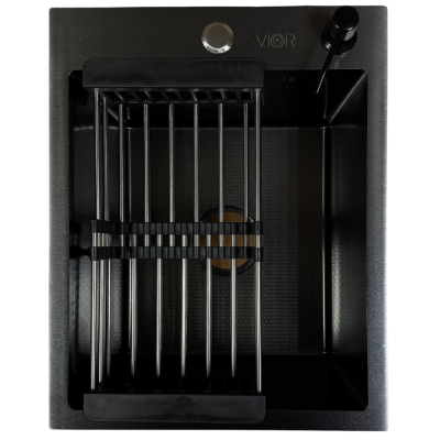 Кухонна мийка VIOR HandMade 40x50 Графіт Декор (Товщина 3.0/1,0 мм + корзина, дозатор та сифон  в комплекті)