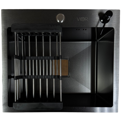 Кухонна мийка VIOR HandMade 50x44 Графіт Декор (Товщина 3.0/1,0 мм + корзина, дозатор та сифон квадратний в комплекті) Кухонна мийка VIOR HandMade 50x44 Графіт Декор (Товщина 3.0/1,0 мм + корзина, дозатор та сифон квадратний в комплекті)